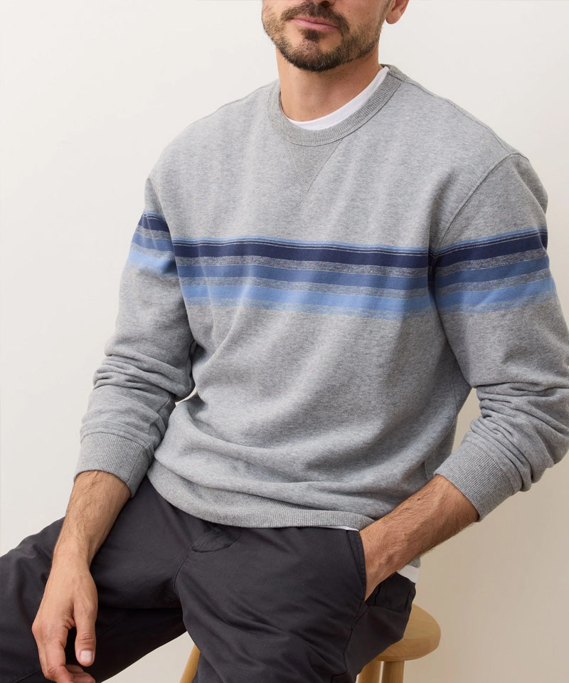 Relaxed Cloud 9 Fleece Crewneck in Heather Grey Stripe