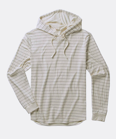 Double Knit Pullover Hoodie in Natural/Black Stripe