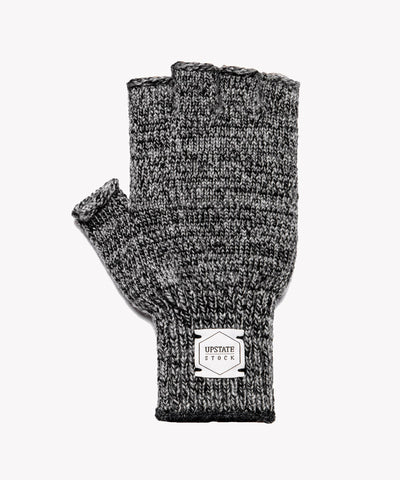 Melange Ragg Wool Fingerless Glove in Charcoal