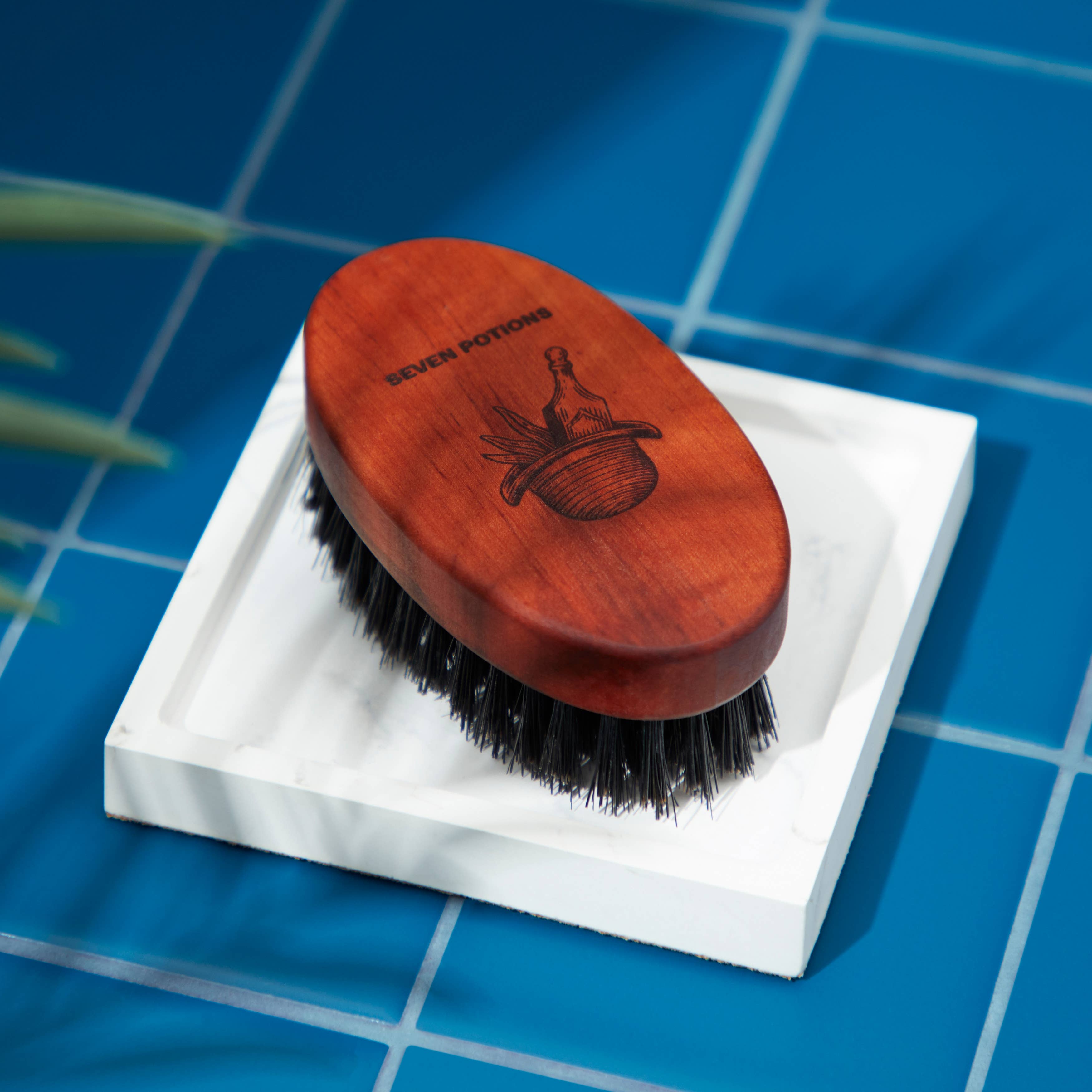 Pear Wood Beard Brush with Natural Bristles