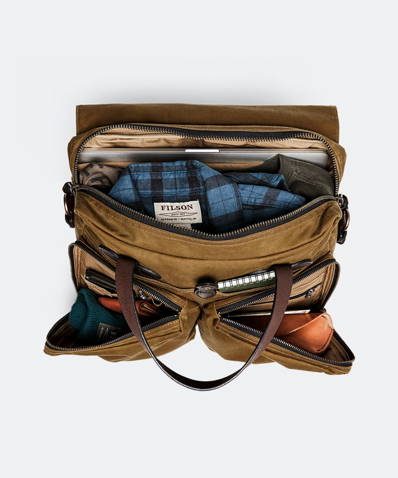 24-Hour Tin Cloth Briefcase in Dark Tan