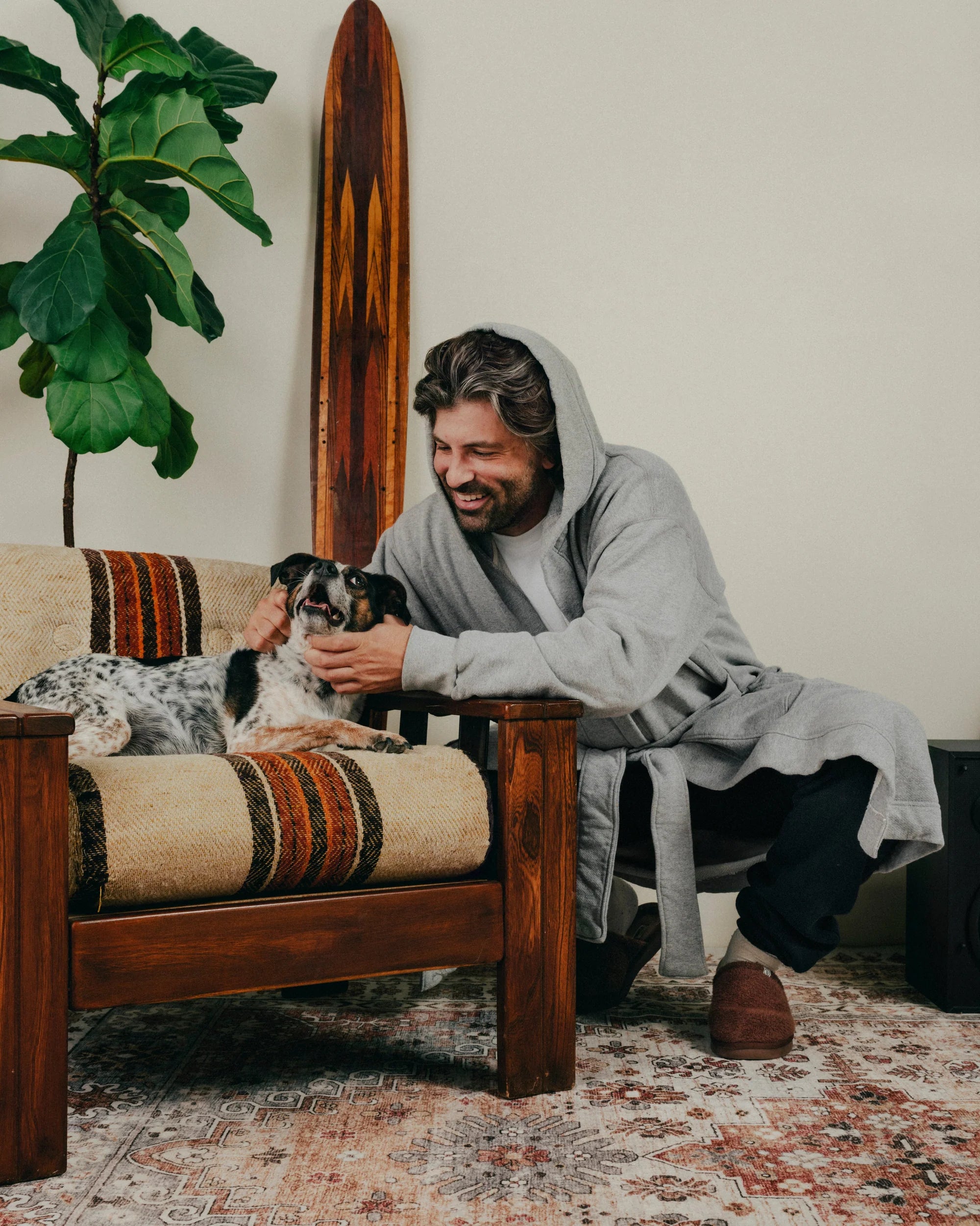 The French Terry Hooded Robe in Heather Gray