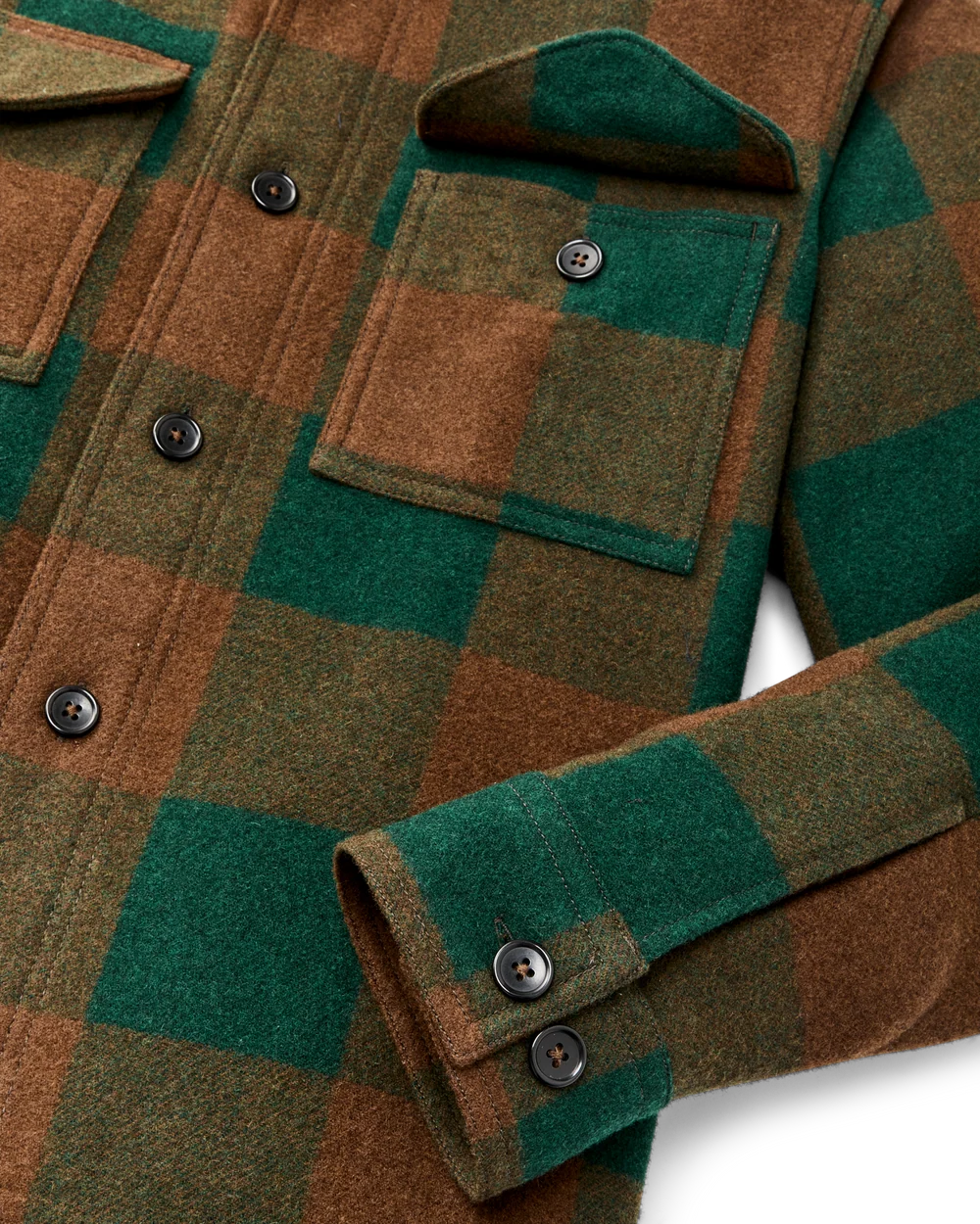 Wool Jac-Shirt in Bronze Green Plaid