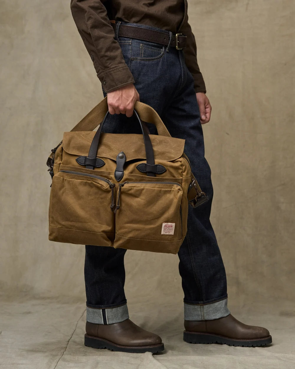 24-Hour Tin Cloth Briefcase in Dark Tan