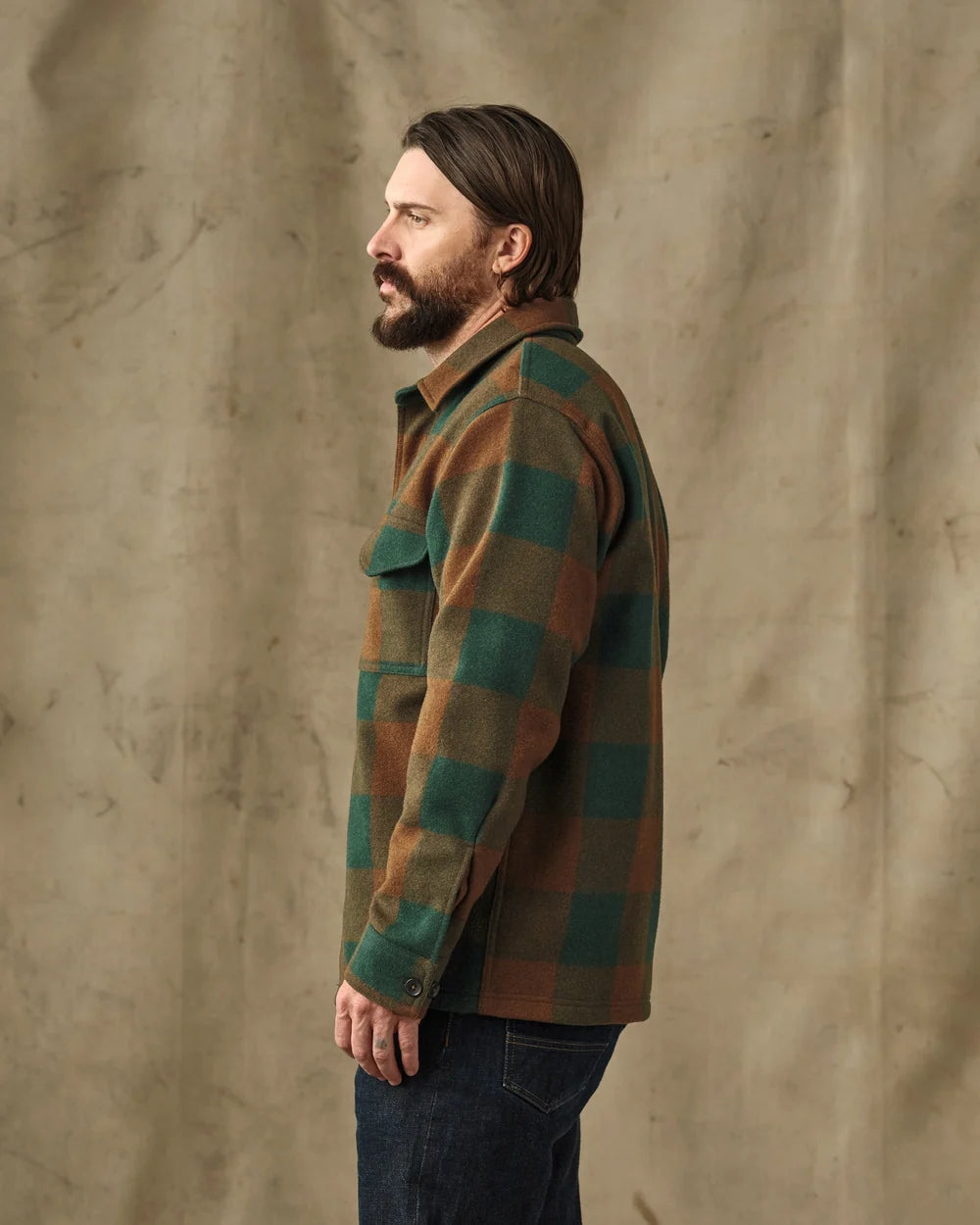 Wool Jac-Shirt in Bronze Green Plaid
