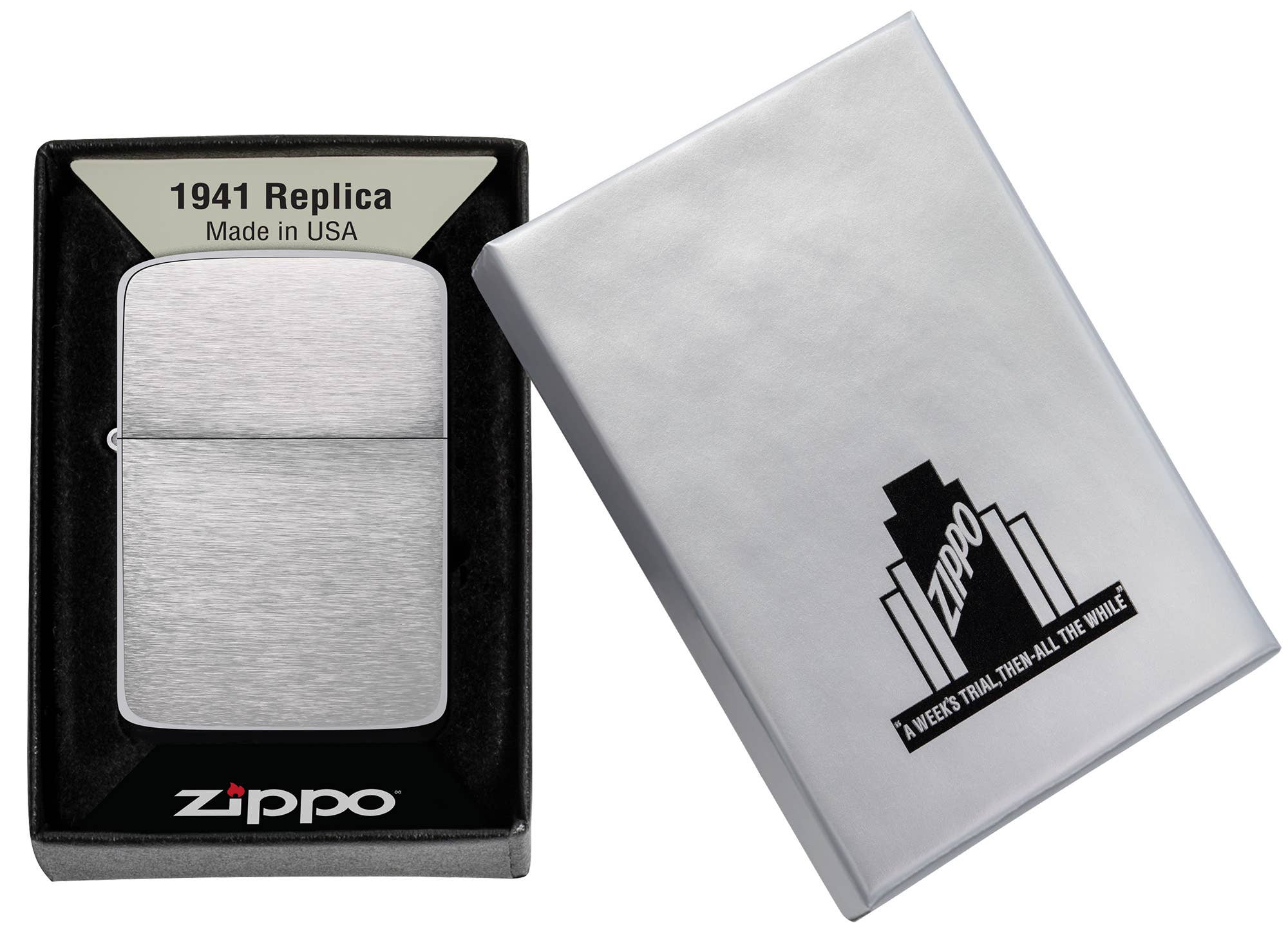 1941 Replica Brushed Chrome Windproof Lighter