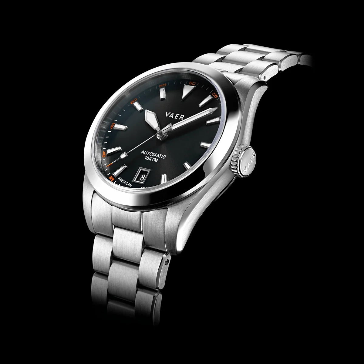 A5 Atlas Black Auto 38mm - on Elite Stainless Bracelet