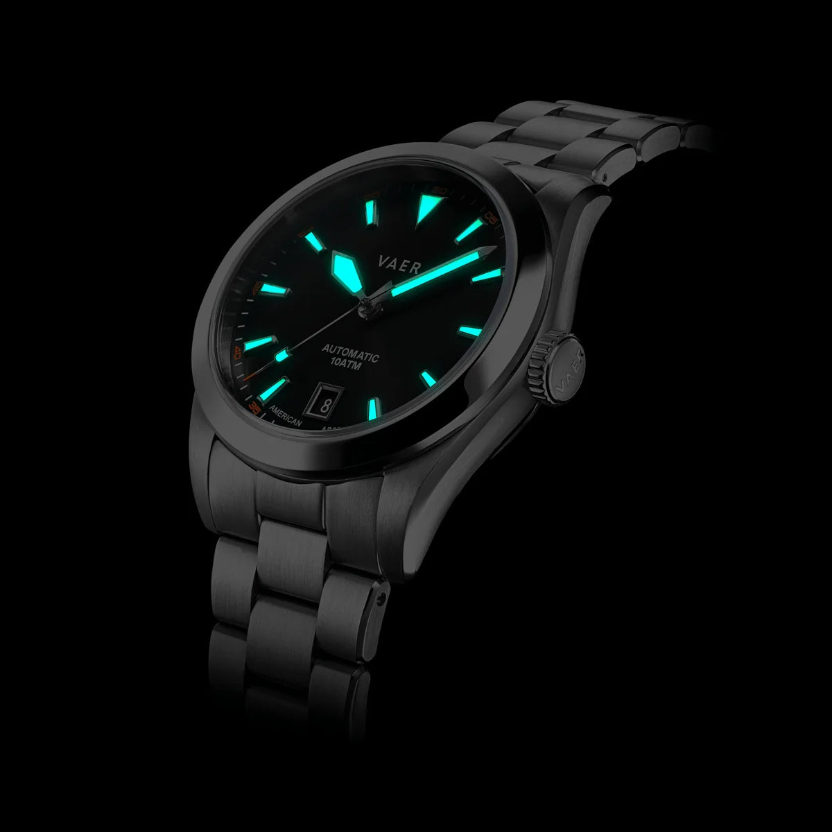 A5 Atlas Black Auto 38mm - on Elite Stainless Bracelet