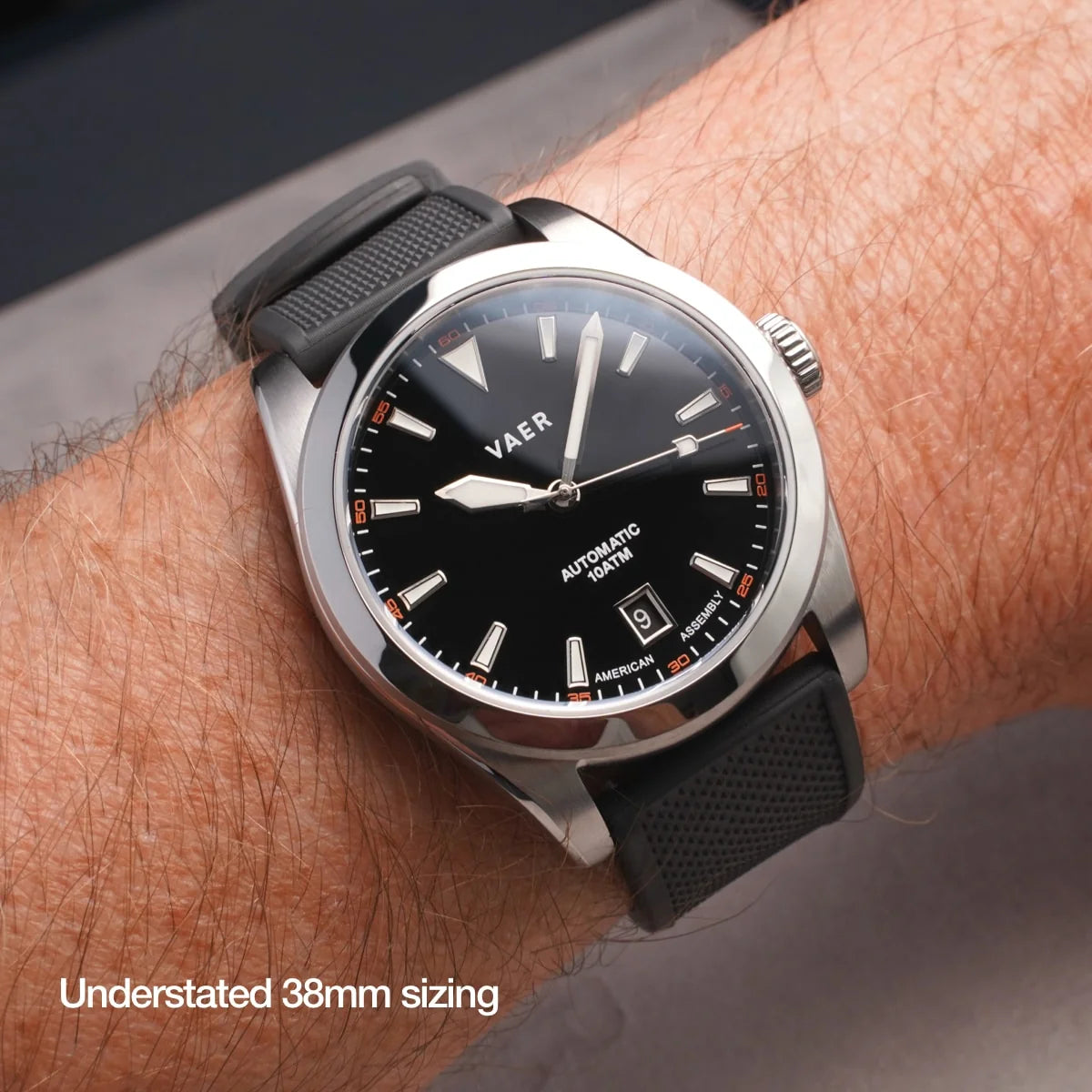 A5 Atlas Black Auto 38mm - on Elite Stainless Bracelet