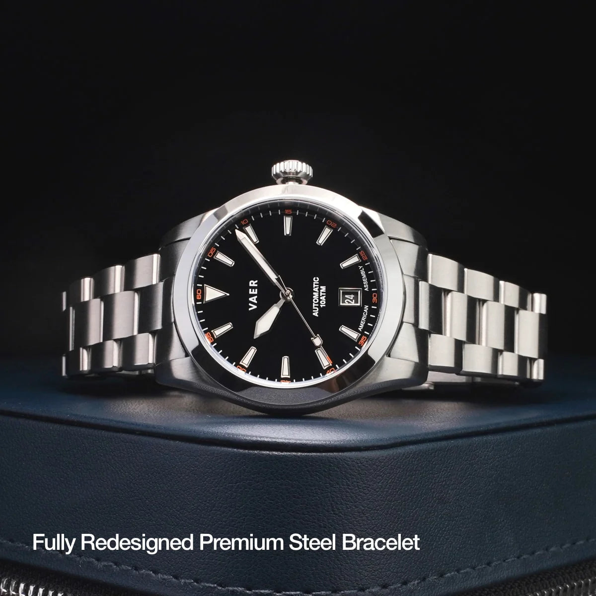 A5 Atlas Black Auto 38mm - on Elite Stainless Bracelet