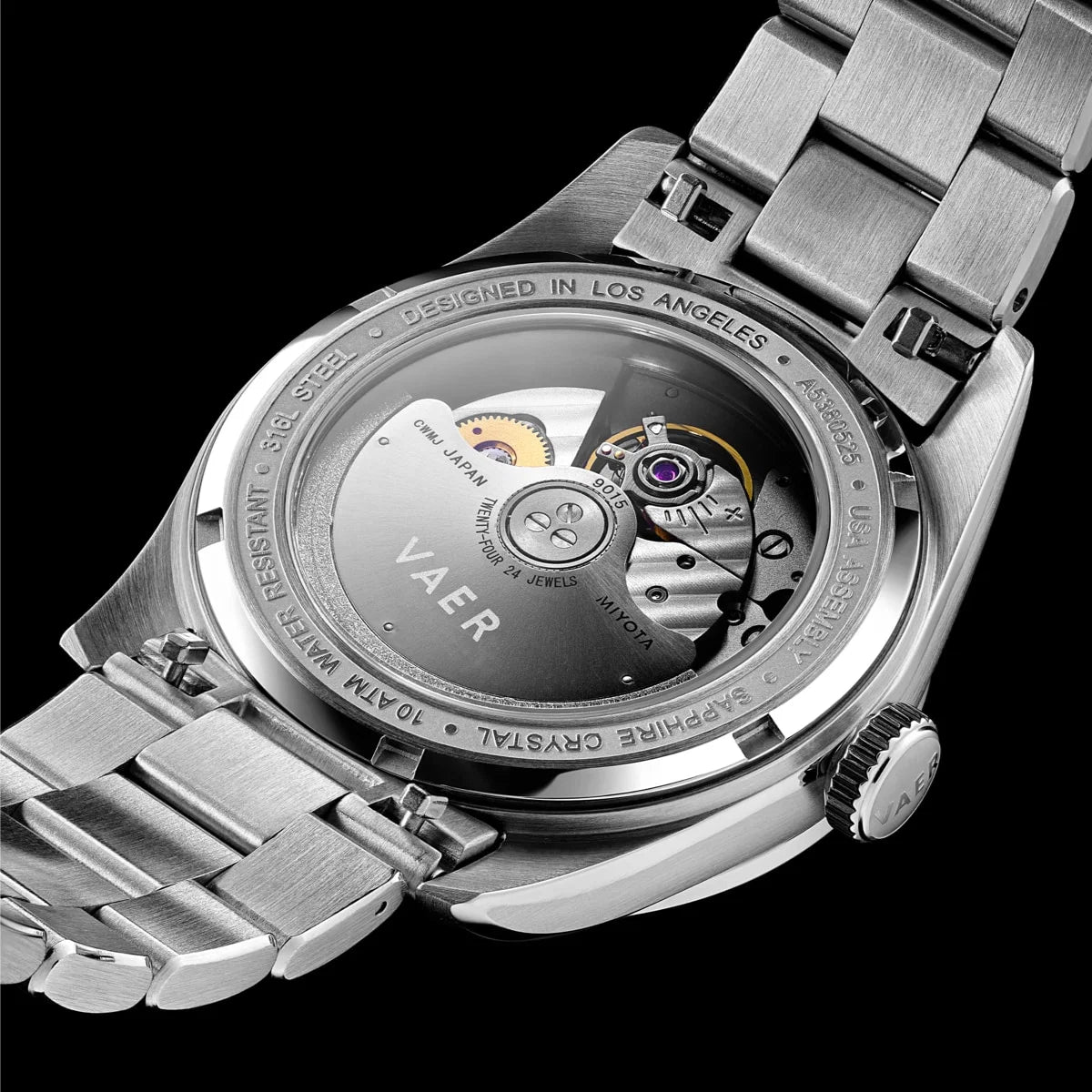 A5 Atlas Black Auto 38mm - on Elite Stainless Bracelet