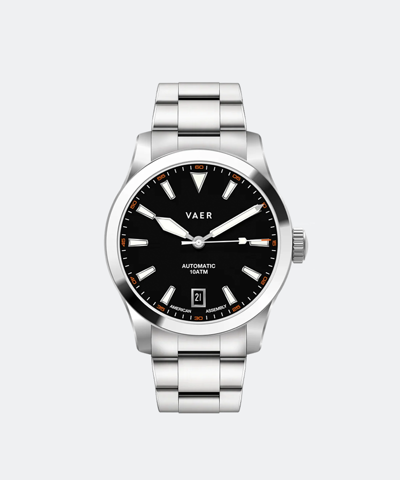 A5 Atlas Black Auto 38mm - on Elite Stainless Bracelet