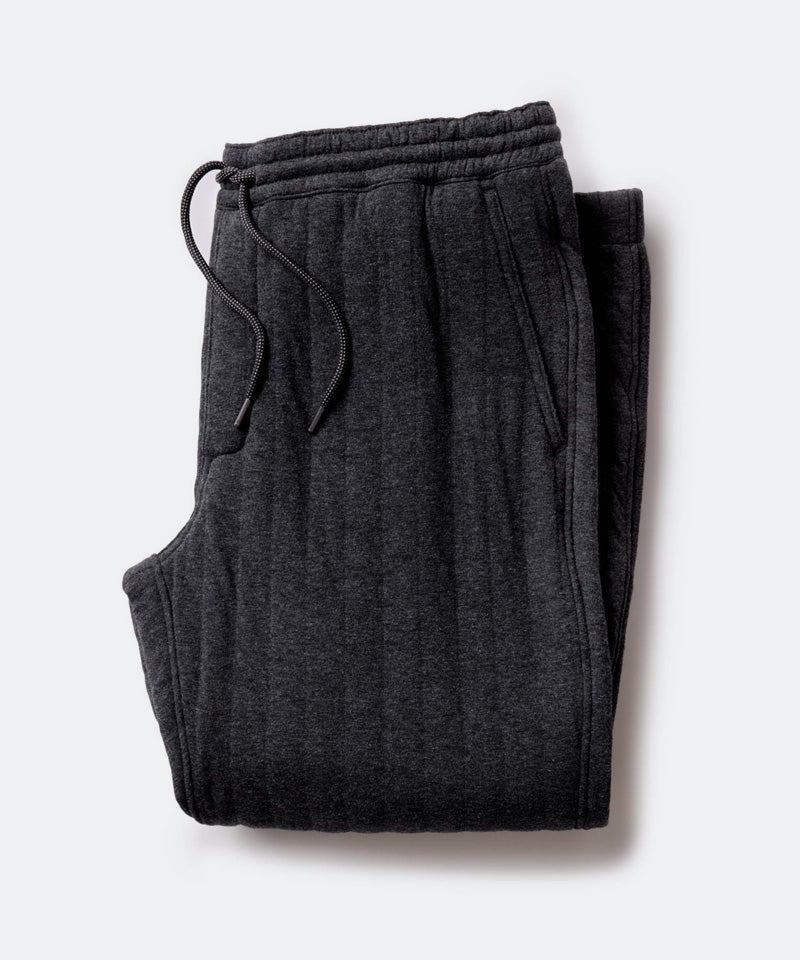 The Apres Pant in Heather Coal Quilted Jersey