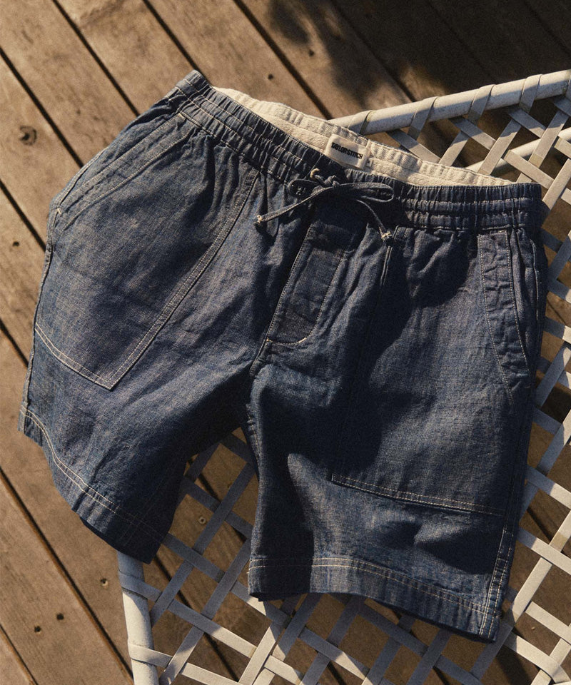 The Breakwater Short in Rinsed Indigo Chambray