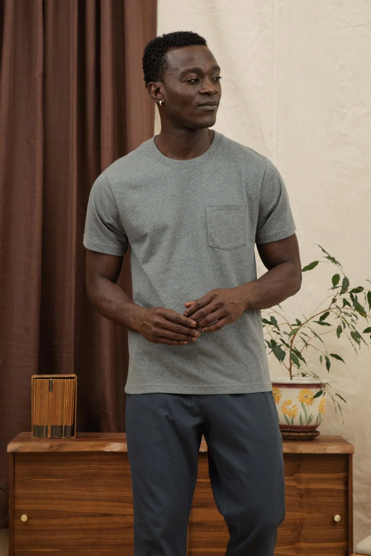 Recycled Pocket Tee Grey Heather