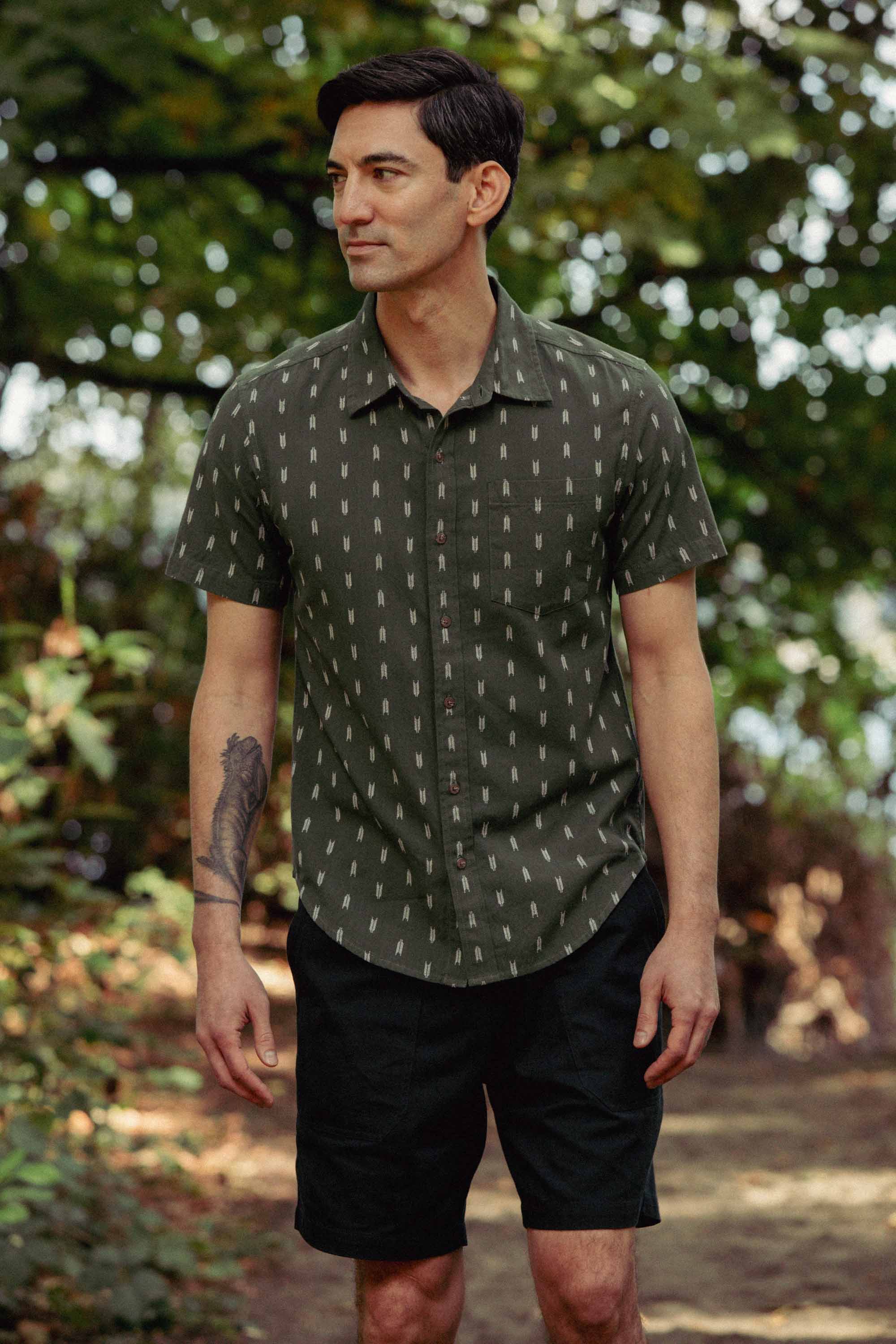 Harbor Slim Shirt in Thyme Arrows