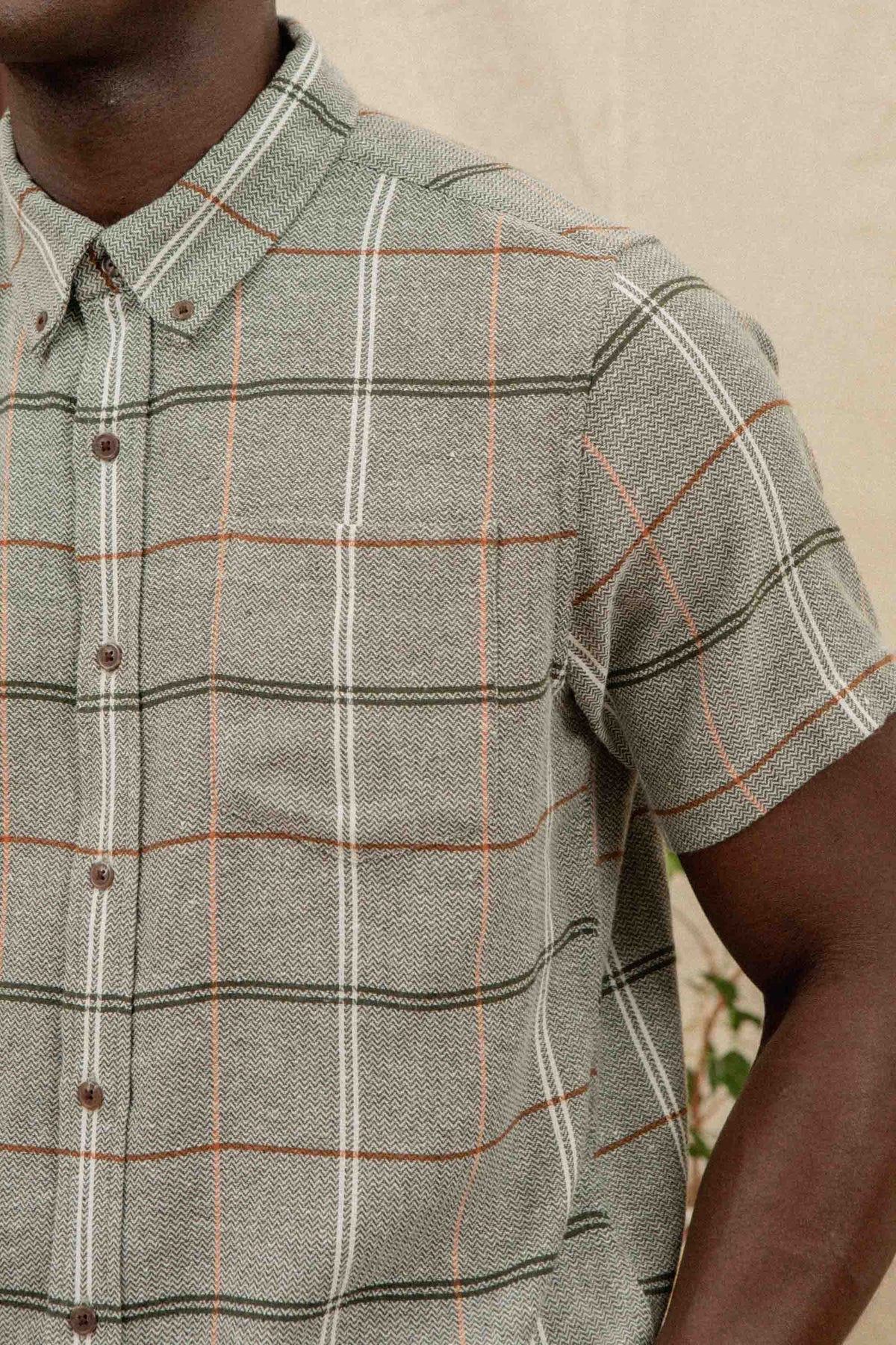 Jordan Slim Shirt in Olive Ember Grid