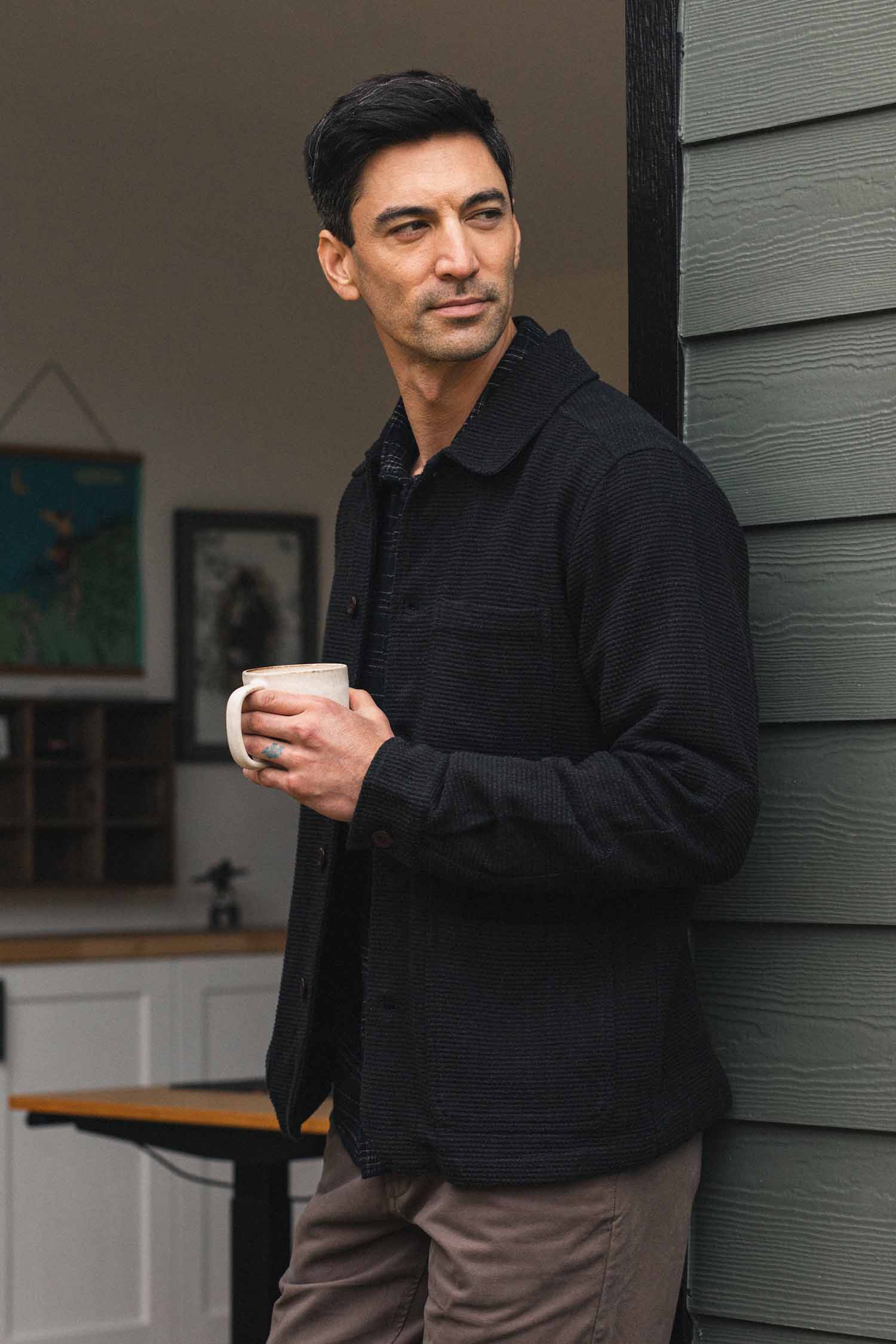 Studio Chore Coat in Washed Black