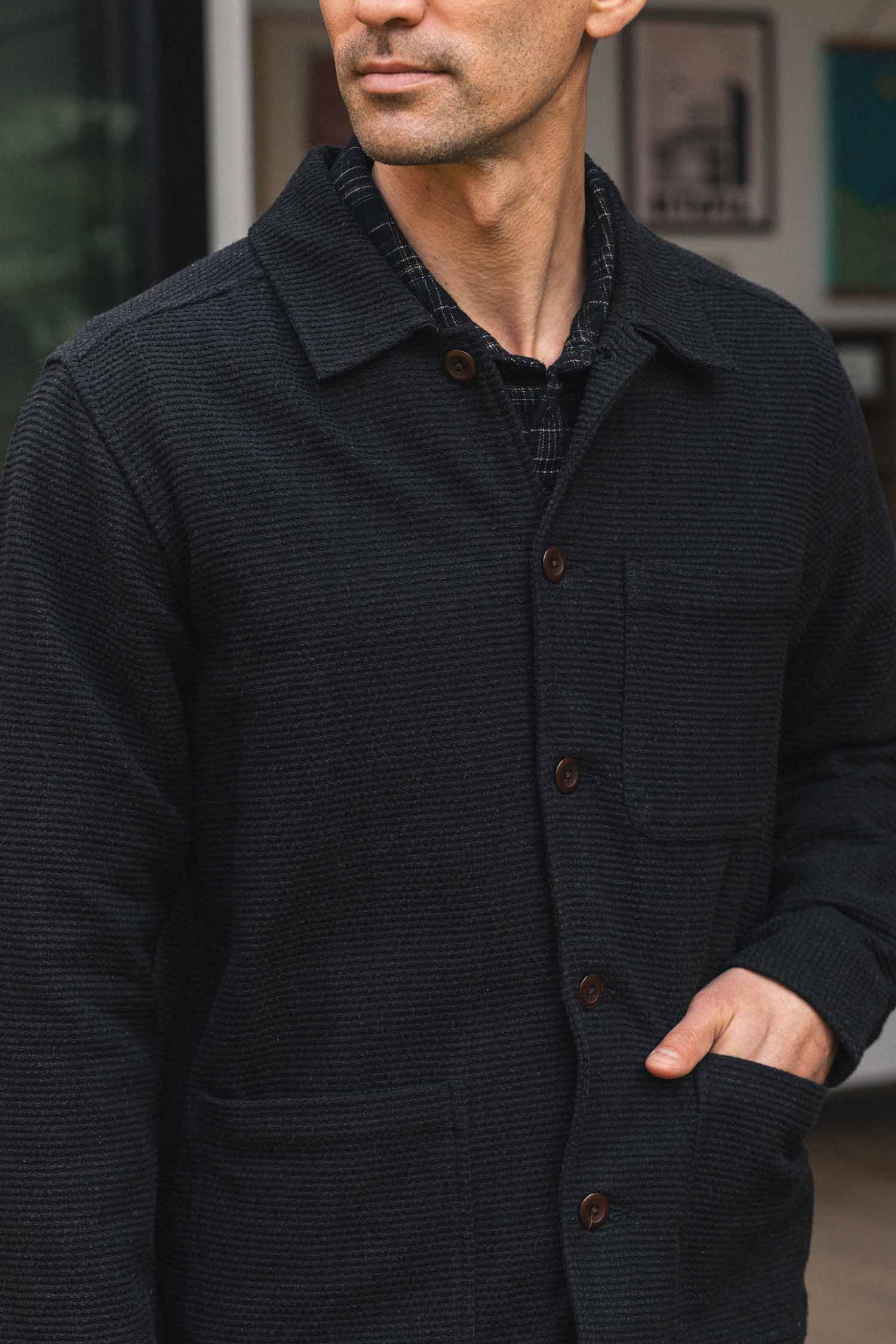 Studio Chore Coat in Washed Black