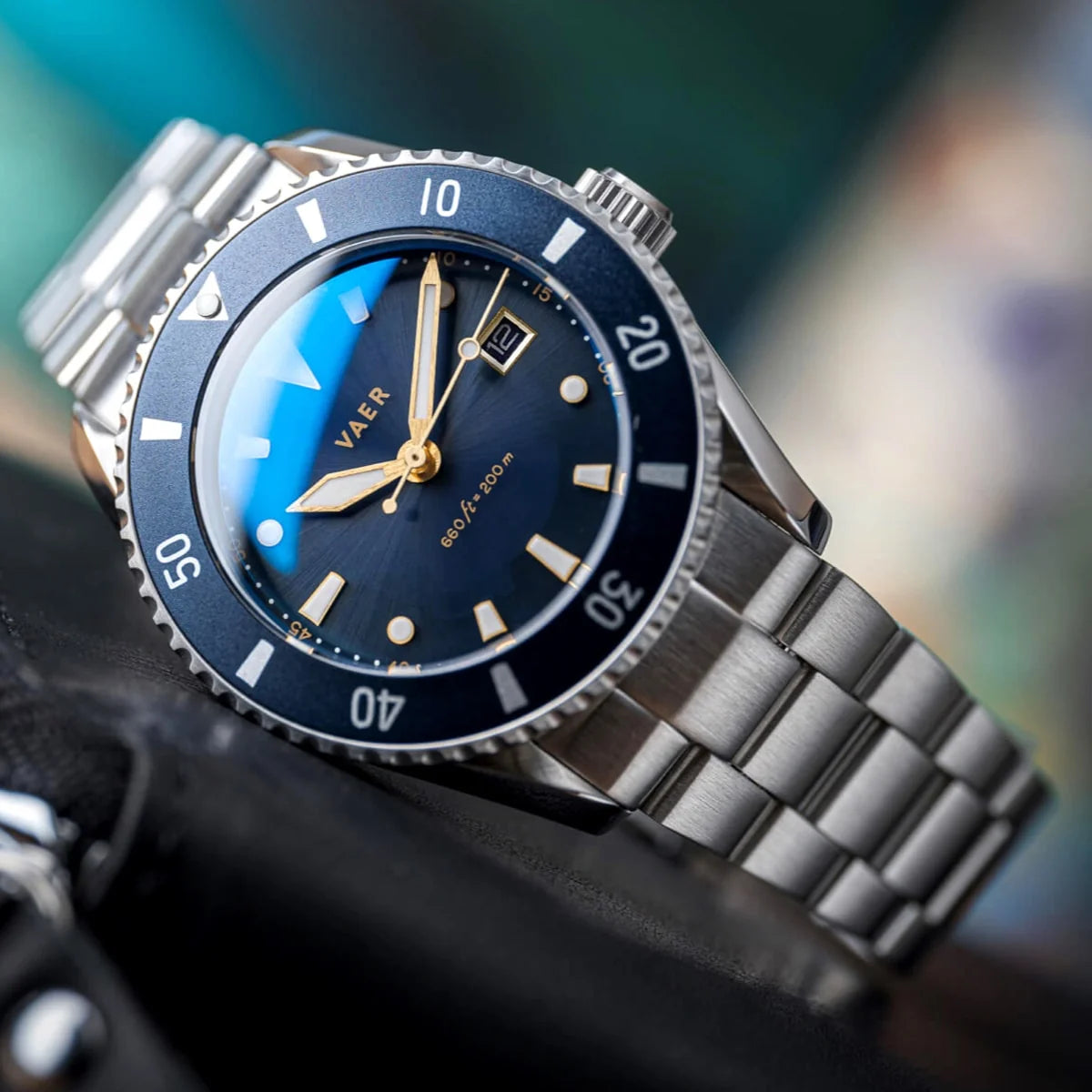 D4 Meridian Navy Matte Solar 42mm - on Premium Stainless Bracelet
