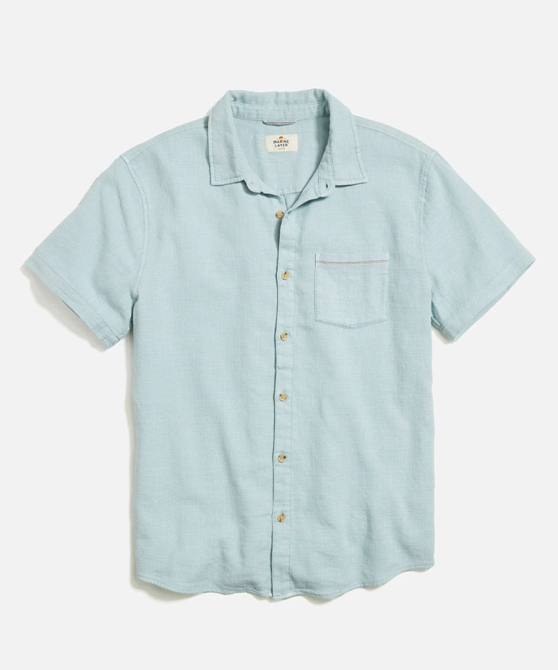 Classic Stretch Selvage Short Sleeve Shirt in Pale Blue