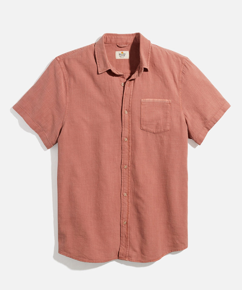 Classic Stretch Selvage Short Sleeve Shirt in Rust