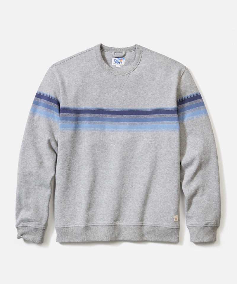 Relaxed Cloud 9 Fleece Crewneck in Heather Grey Stripe
