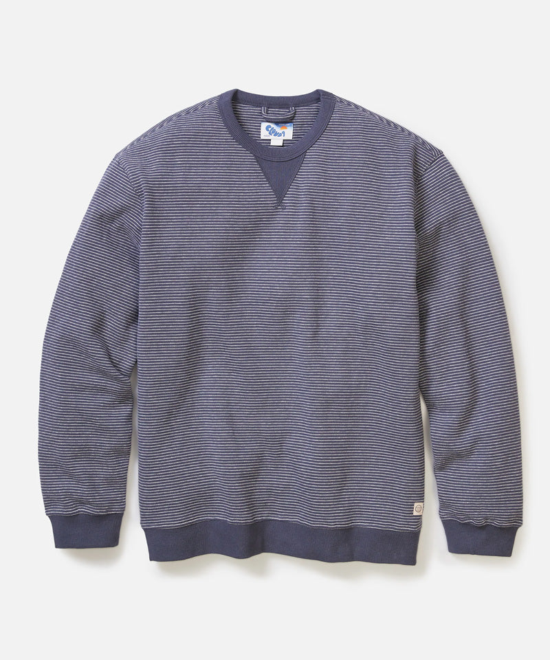 Relaxed Cloud 9 Fleece Crewneck in Navy Mini Stripe