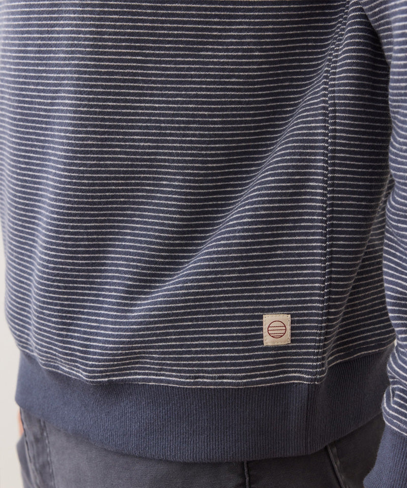 Relaxed Cloud 9 Fleece Crewneck in Navy Mini Stripe