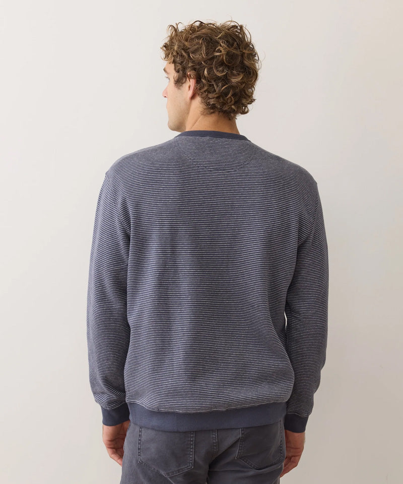 Relaxed Cloud 9 Fleece Crewneck in Navy Mini Stripe