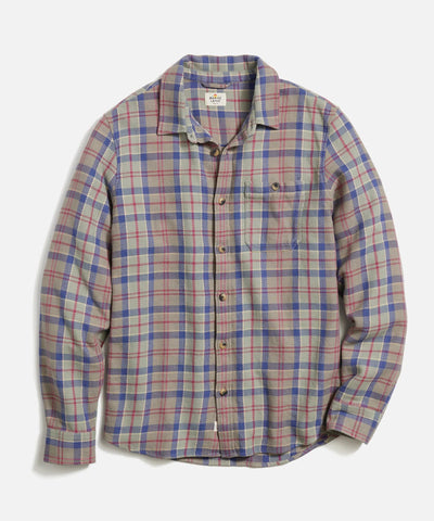 Cole Textured Twill Shirt in Green Plaid