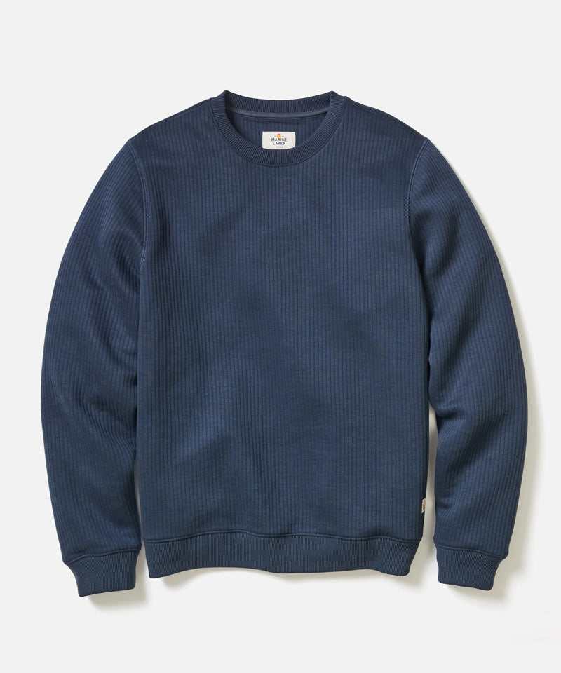 Corbet Vertical Quilted Crewneck in Navy