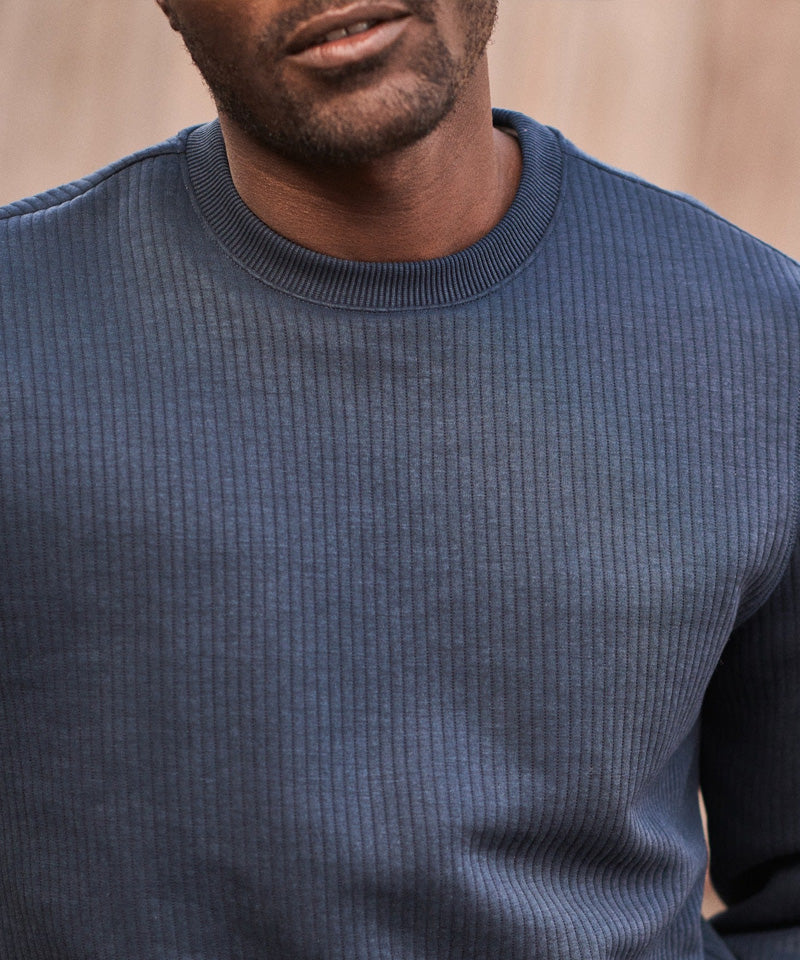 Corbet Vertical Quilted Crewneck in Navy