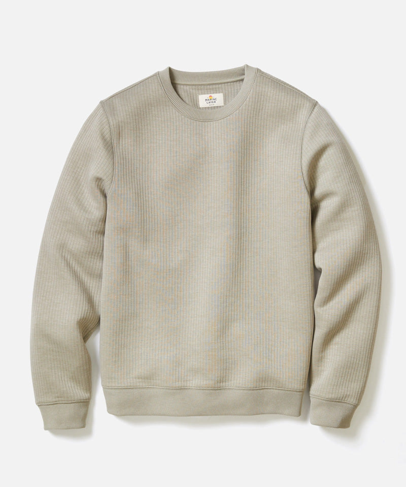 Corbet Vertical Quilted Crewneck in Taupe