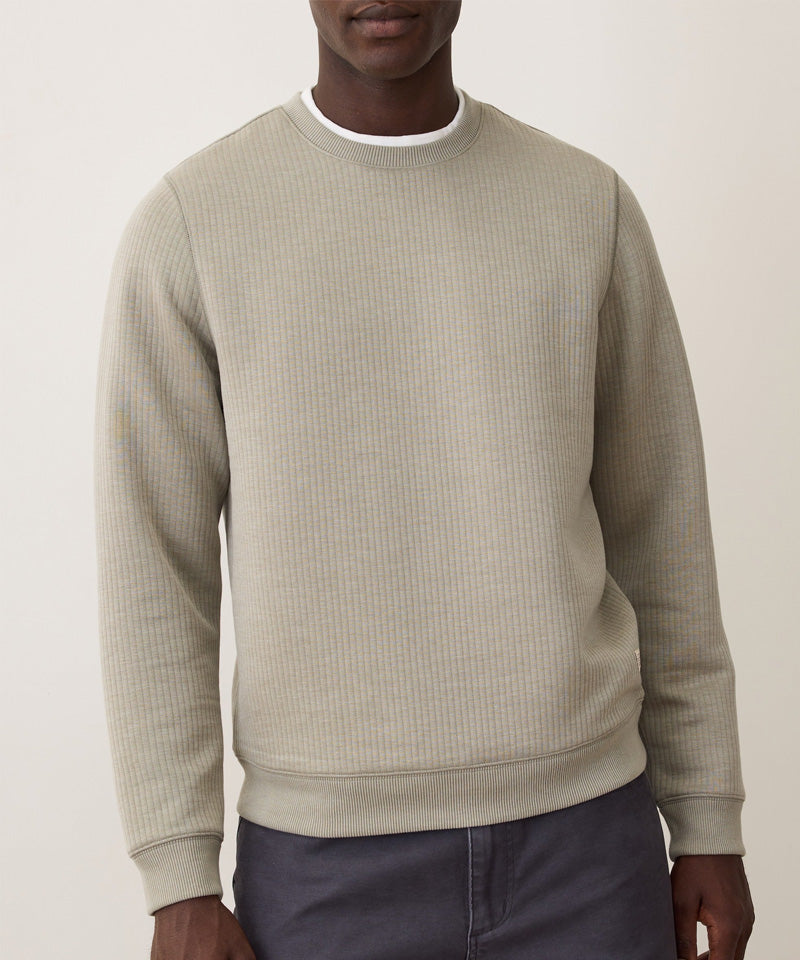 Corbet Vertical Quilted Crewneck in Taupe