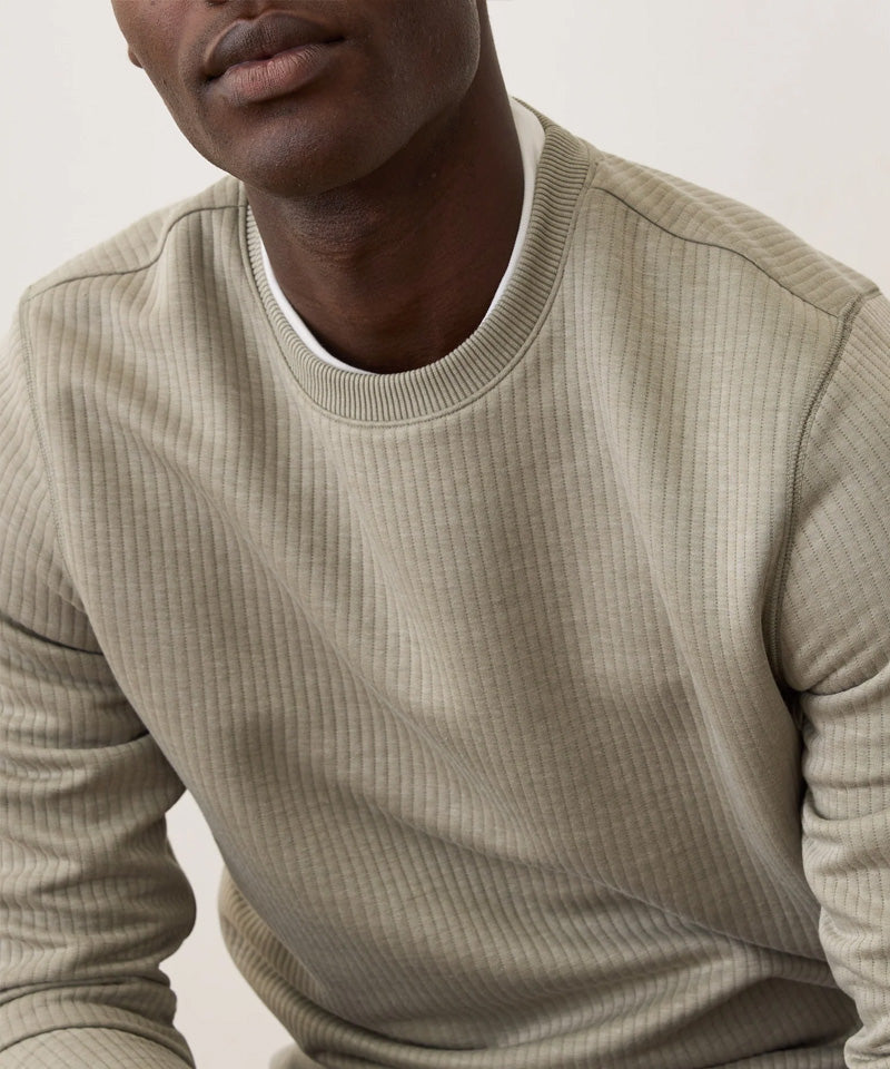 Corbet Vertical Quilted Crewneck in Taupe