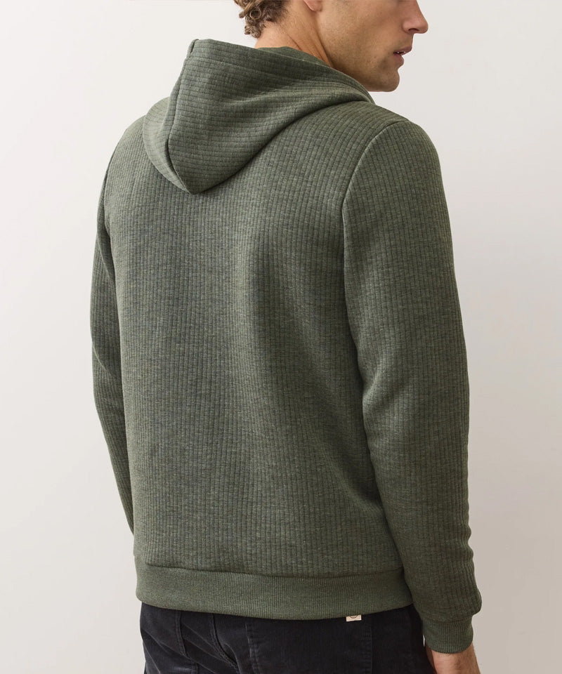 Corbet Quilted Zip Hoodie in Olive