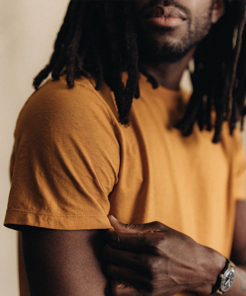 The Cotton Hemp Tee in Saffron