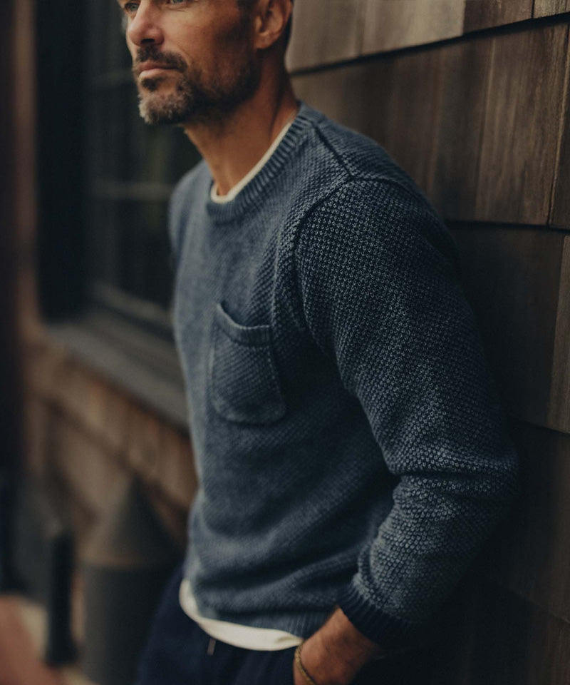 The Crawford Crew Sweater in Washed Indigo