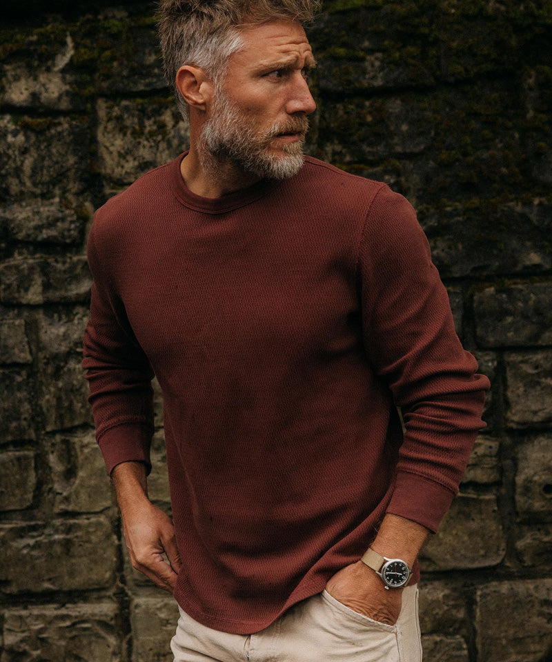 The Organic Cotton Crew in Burgundy Waffle