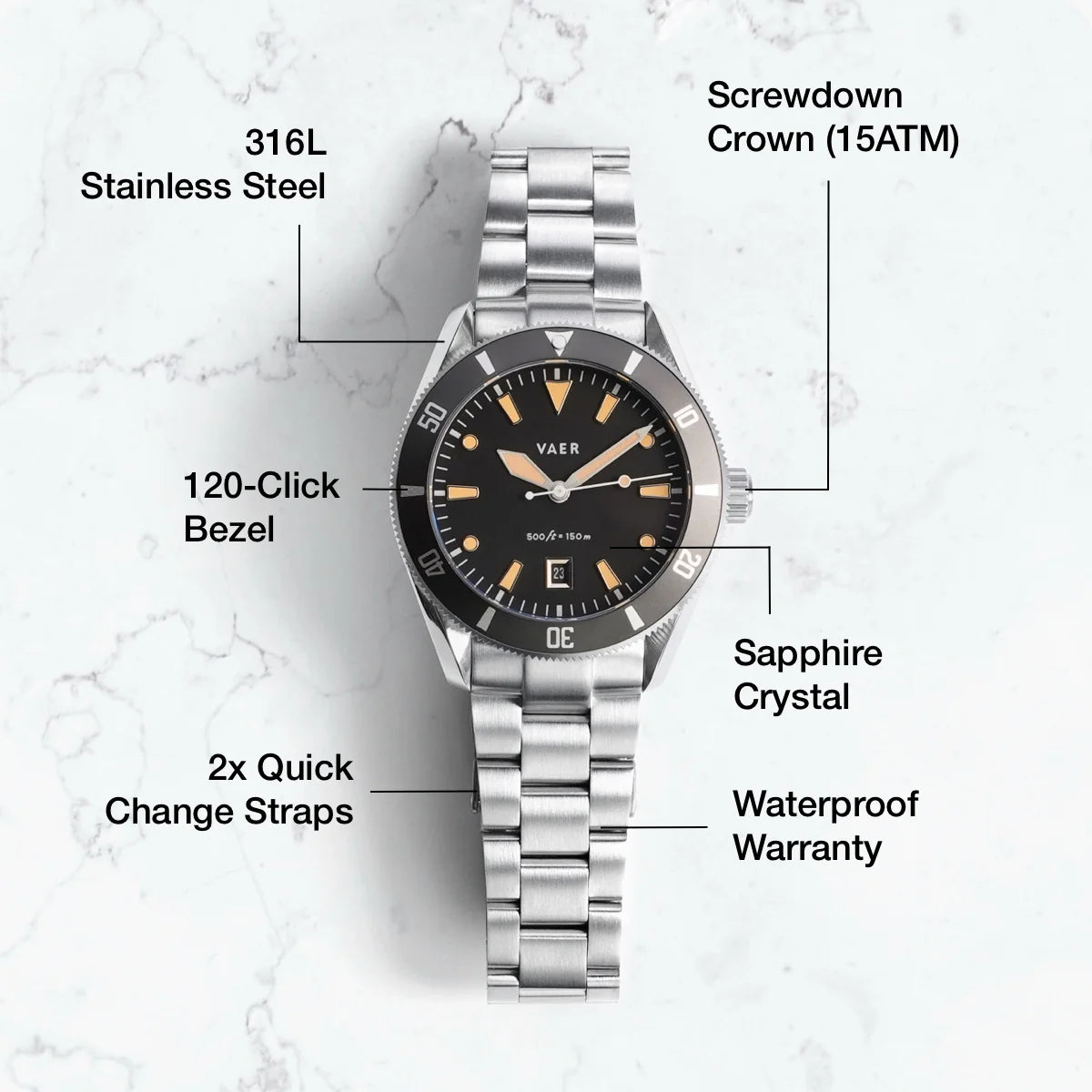 DS2 Arctic 39mm - on Premium Stainless Bracelet