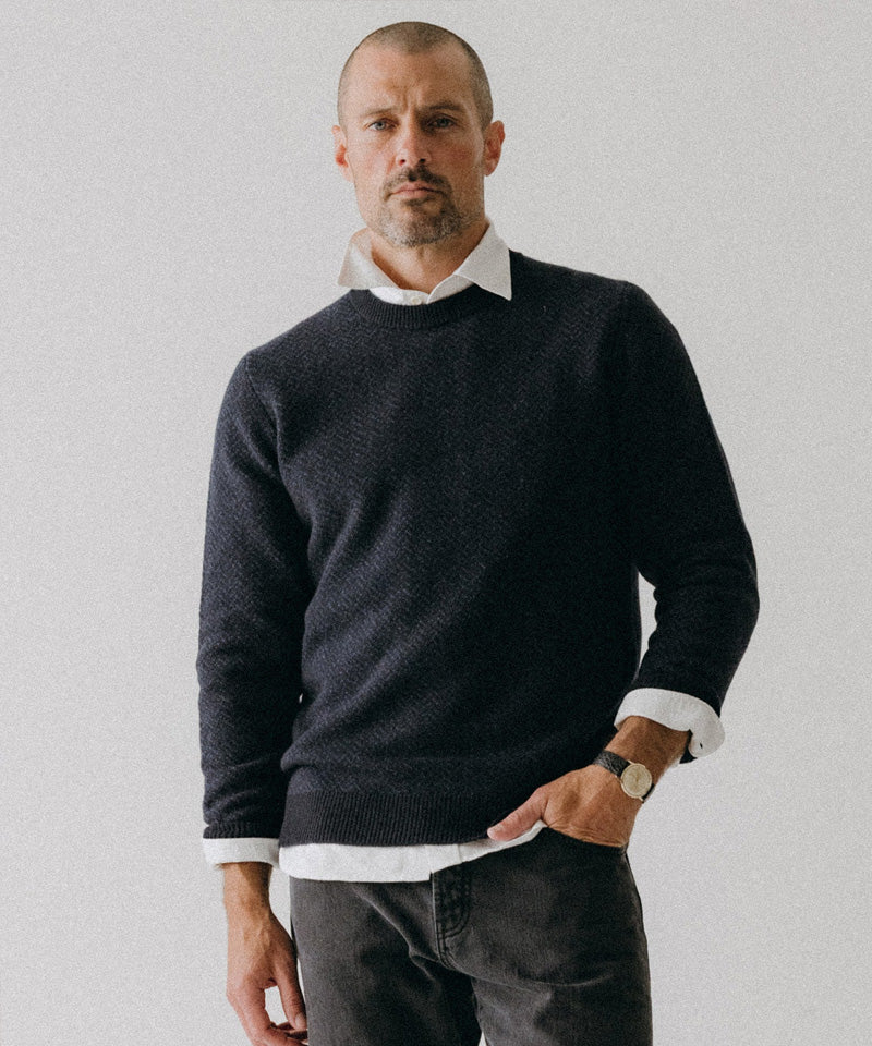 The Eddy Crew in Heather Marine Herringbone