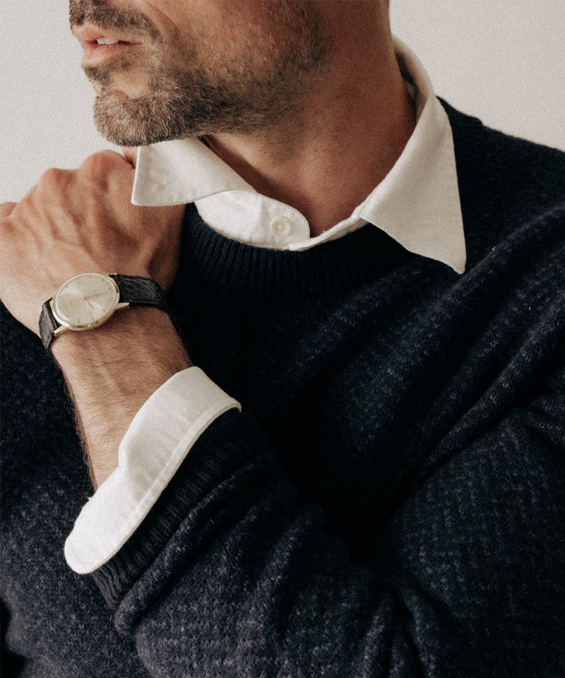 The Eddy Crew in Heather Marine Herringbone