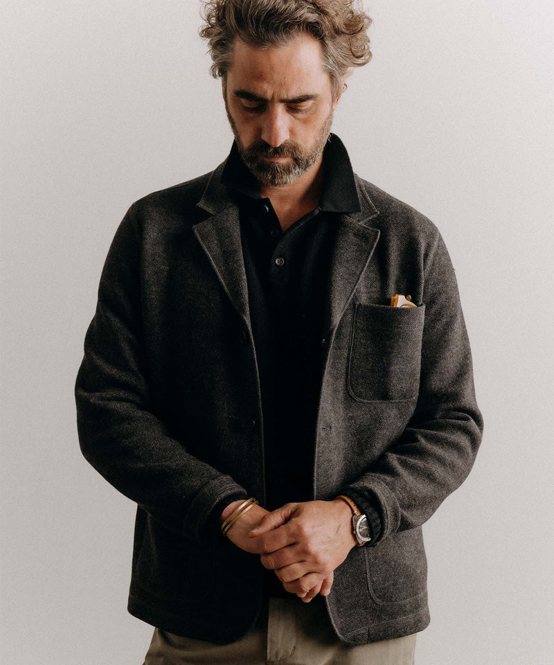 The Evans Blazer in Charcoal Birdseye Wool