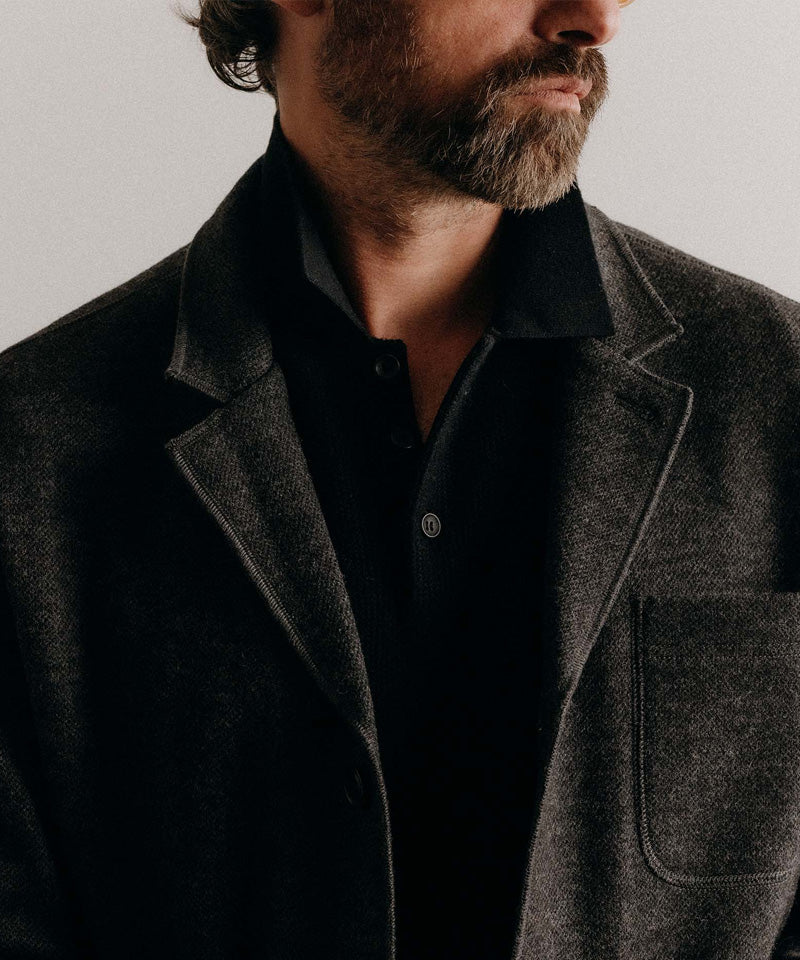 The Evans Blazer in Charcoal Birdseye Wool