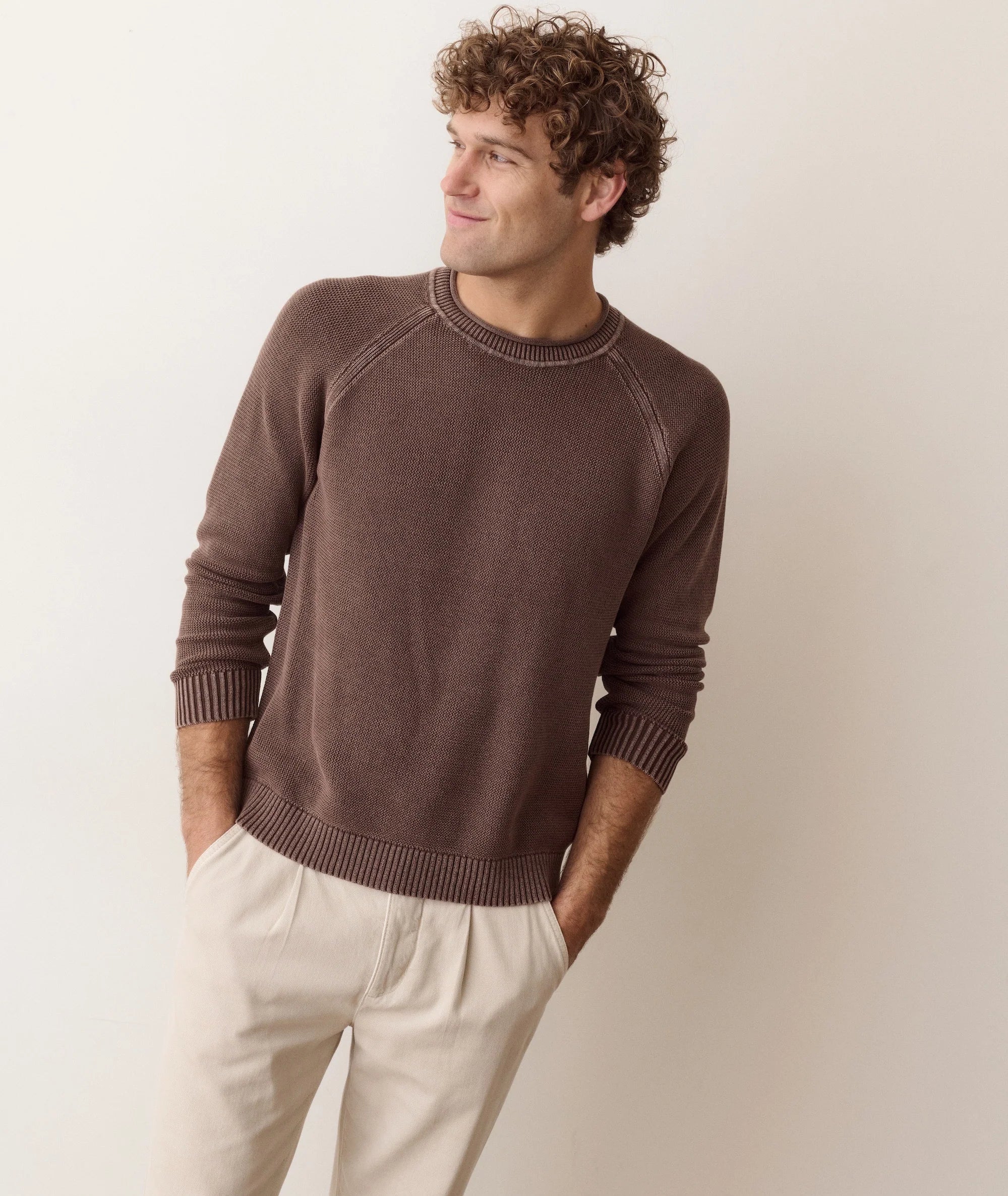 Garment Dye Roll Neck Sweater in Java