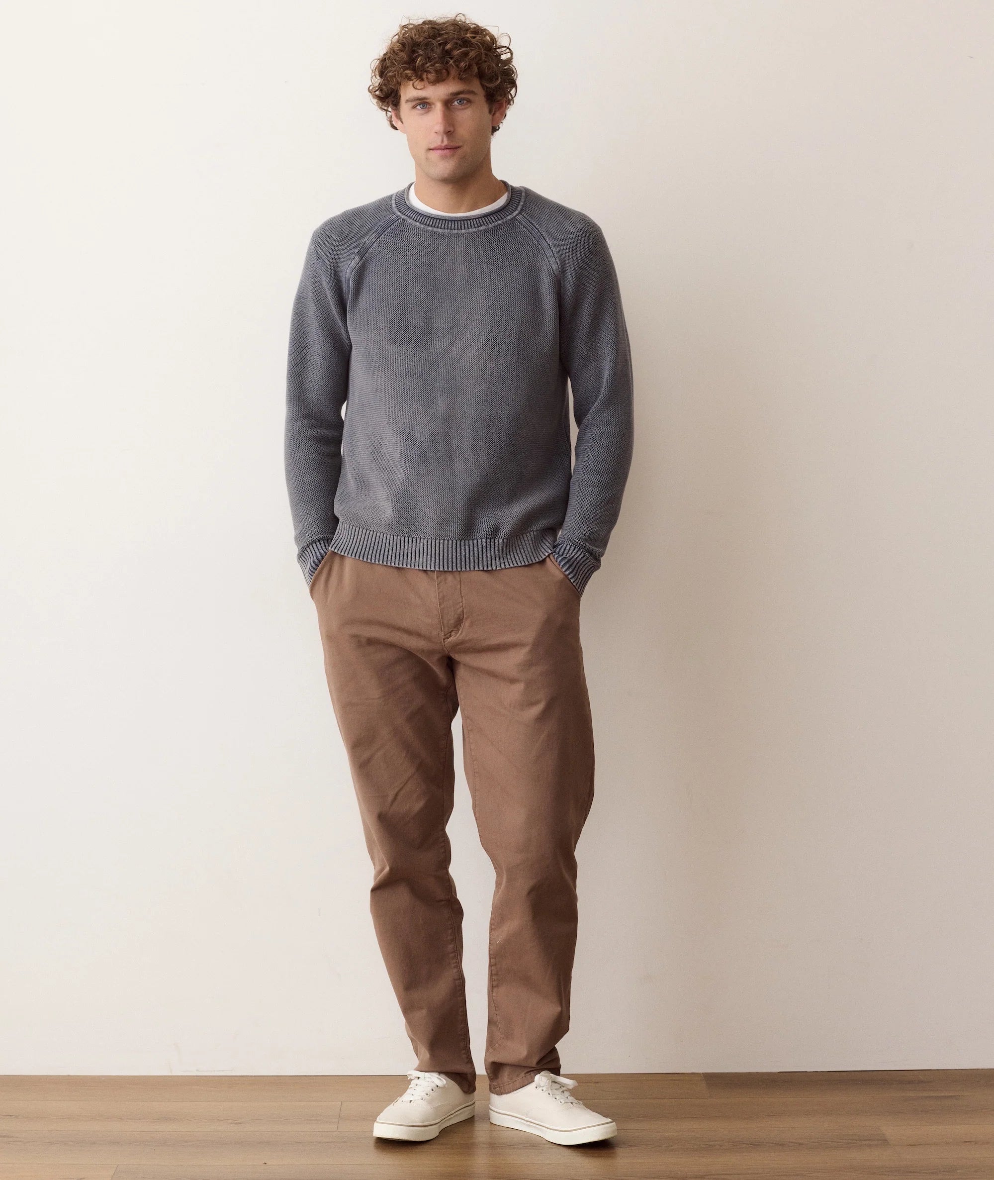 Garment Dye Roll Neck Sweater in Mood Indigo
