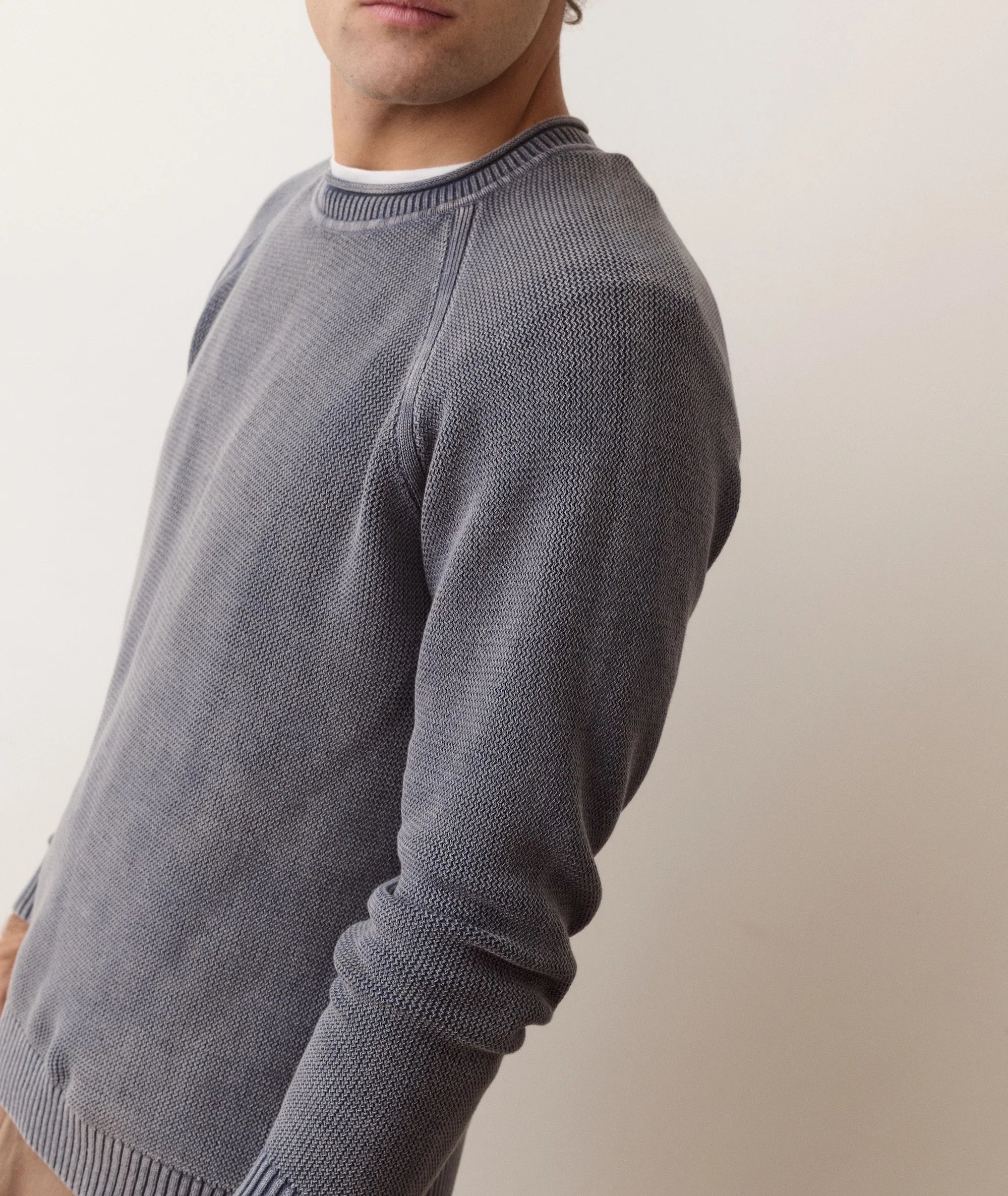 Garment Dye Roll Neck Sweater in Mood Indigo