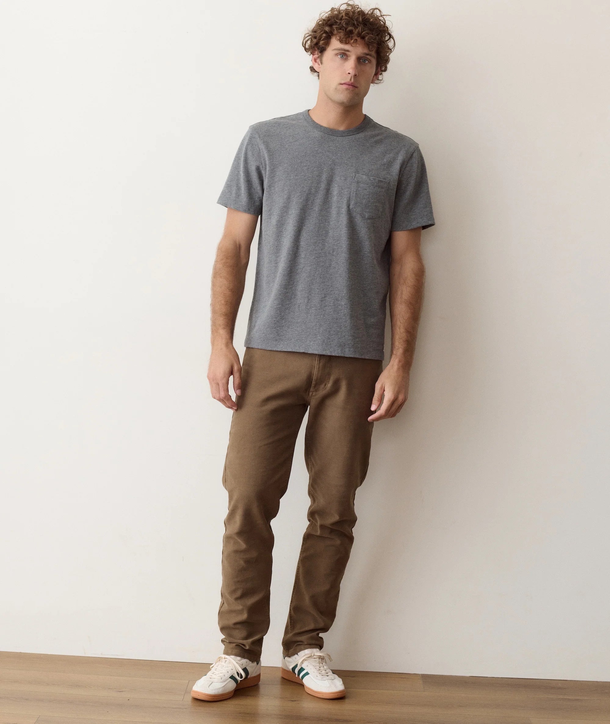 Luxe Slub Pocket Tee in Heather Grey