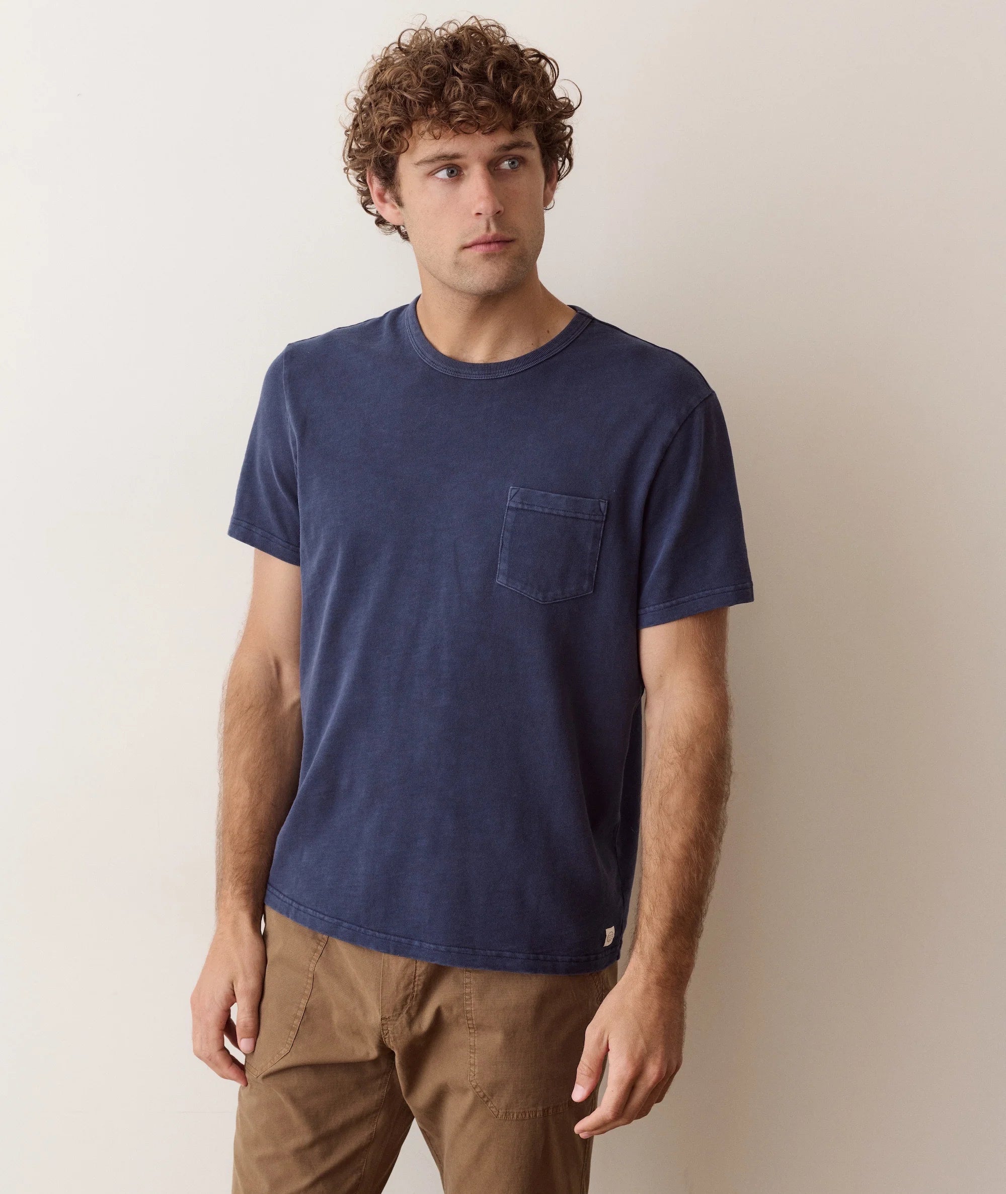Luxe Slub Pocket Tee in Navy